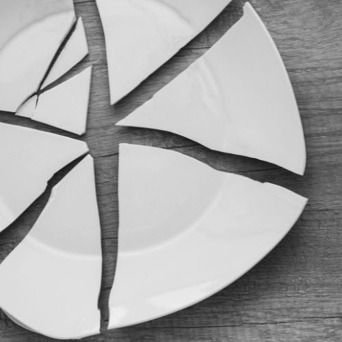 a smashed plate representing physical stress